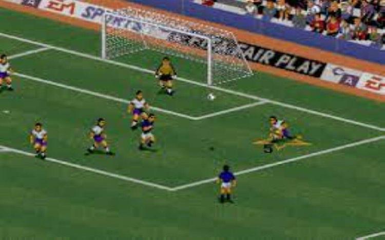 Gameplay screen of FIFA International Soccer (4/8)