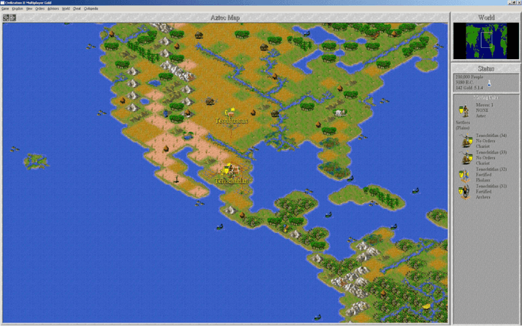 Gameplay screen of Sid Meier's Civilization II (5/8)