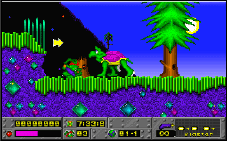 Gameplay screen of Jazz Jackrabbit (3/8)