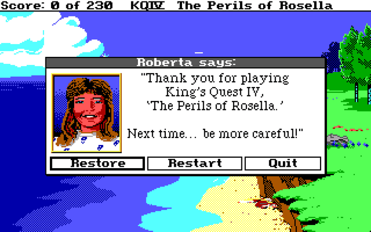 Gameplay screen of King's Quest (3/8)