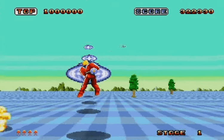 Gameplay screen of Space Harrier (7/8)