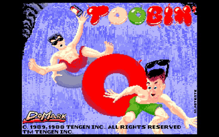 Gameplay screen of Toobin' (1/4)