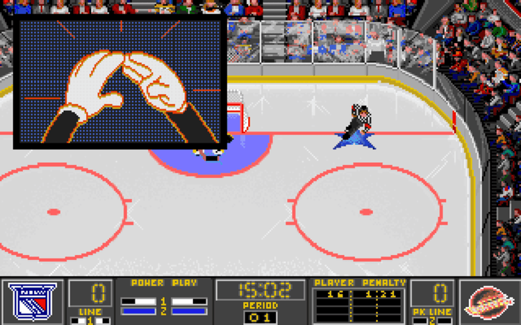 Gameplay screen of NHL 95 (5/8)