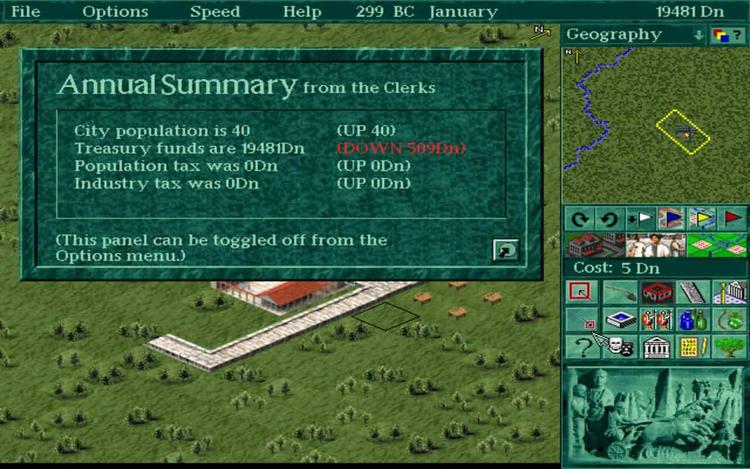 Gameplay screen of Caesar II (6/8)